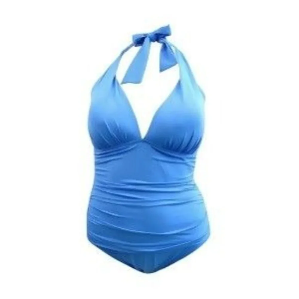 Ralph Lauren 16 Tummy Control Halter One-piece Swimsuit Beach Club Bathing Suit